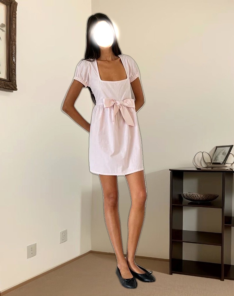 Leshiana Mini Dress in Poplin Light Pink