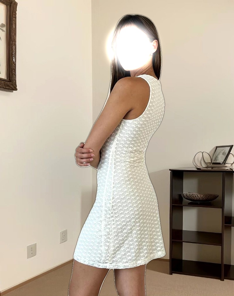 Sechium Mini Dress in Heart Lace Ivory