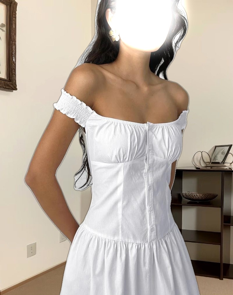 Tamashi Off the Shoulder Maxi Dress in White