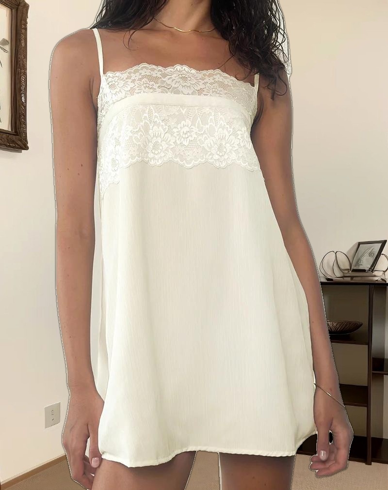 Juvia Babydoll Mini Dress in Chiffon Ivory