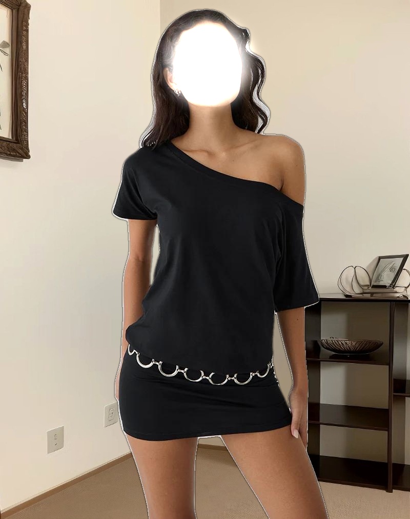 Edwina Off The Shoulder Mini Dress in Black
