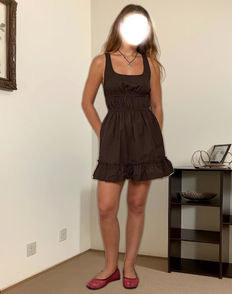 Shoyo Frill Mini Dress in Bitter Chocolate