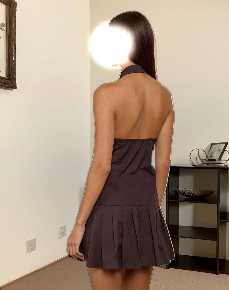 Mikena Collared Dress in Deep Mahogany