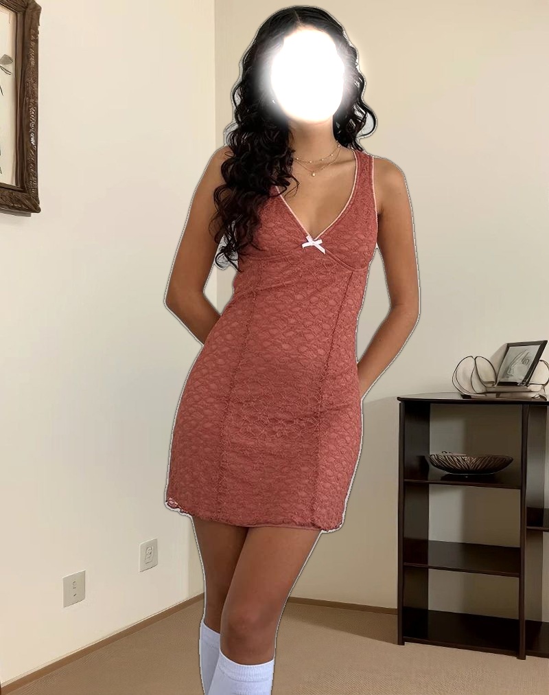 Itzy Lace Mini Dress in Withered Rose