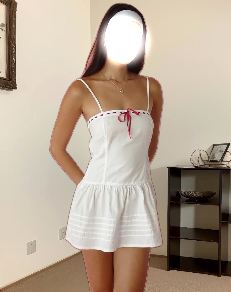 Dhilla Mini Dress in White Poplin