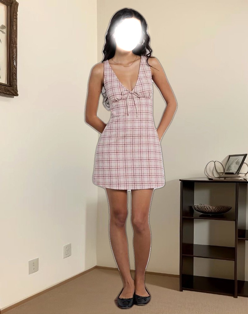 Asatari Mini Dress in Basic Tartan Pink