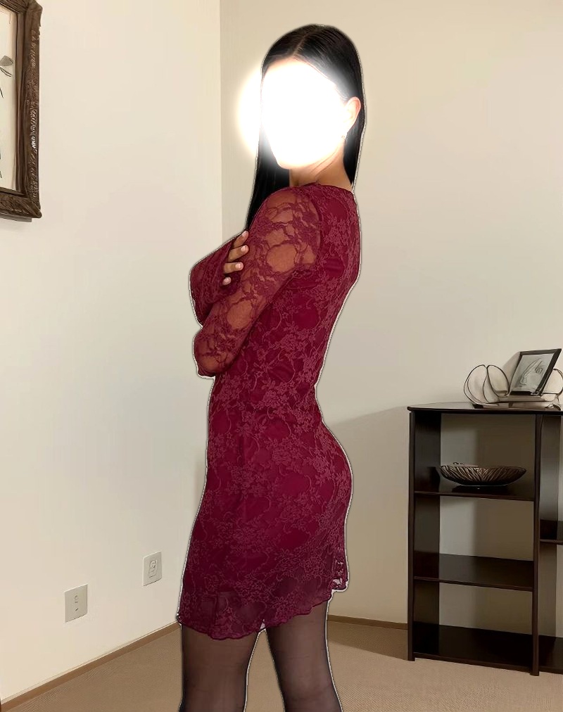 Sevila Long Sleeve Mini Dress Lace Burgundy