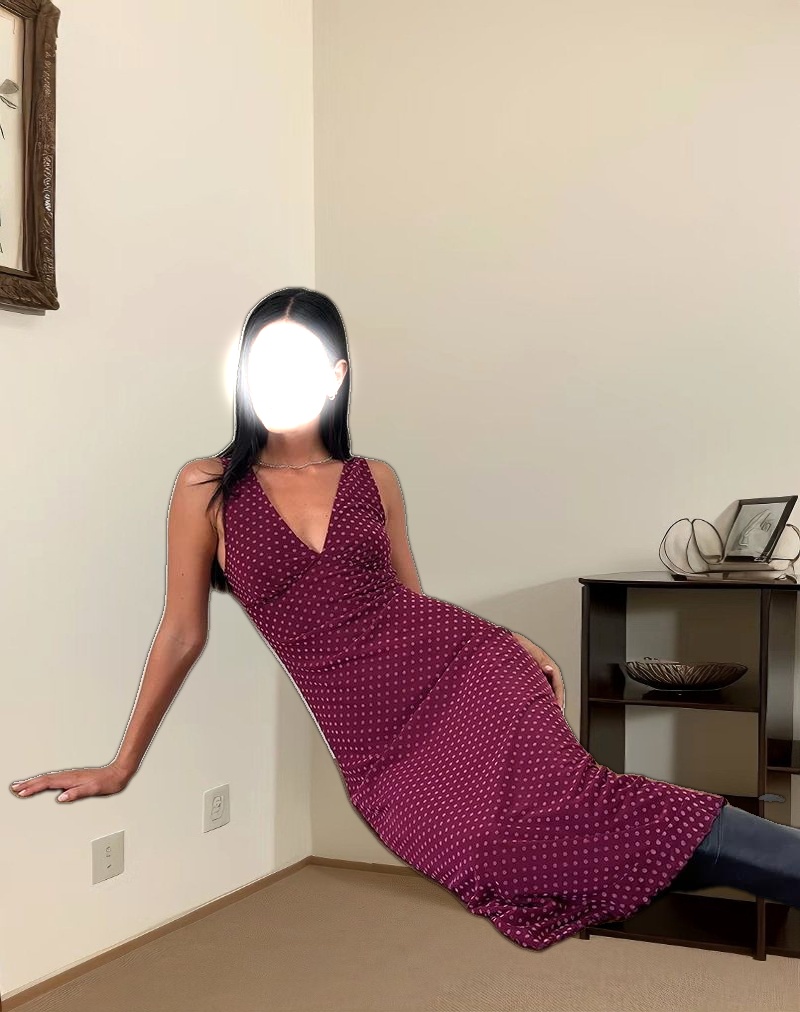 Gabriella Dress in Basic Polka Flock Berry