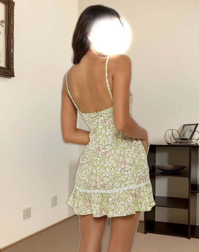 Tatavi Mini Dress in Blooming Lily Green