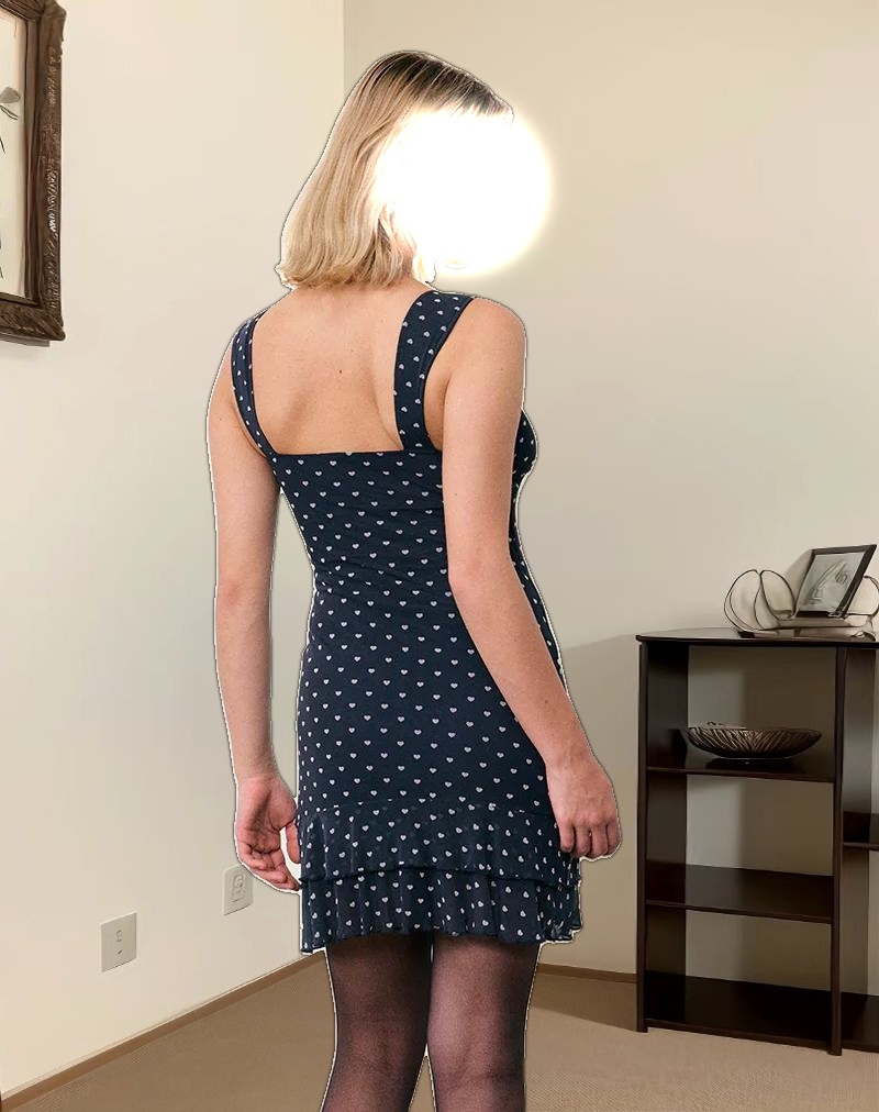 Astika Mini Dress in Heart Flock Navy Yellow