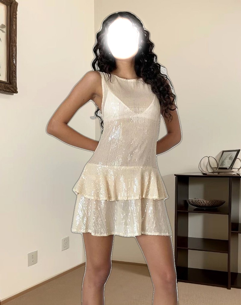 Turtoise Mini Dress in Nude Clear Tinted Disc