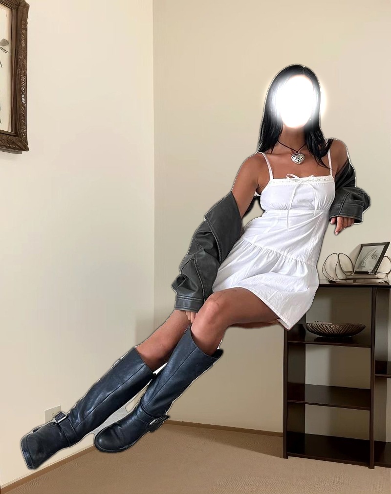 Felin Mini Dress in White Poplin