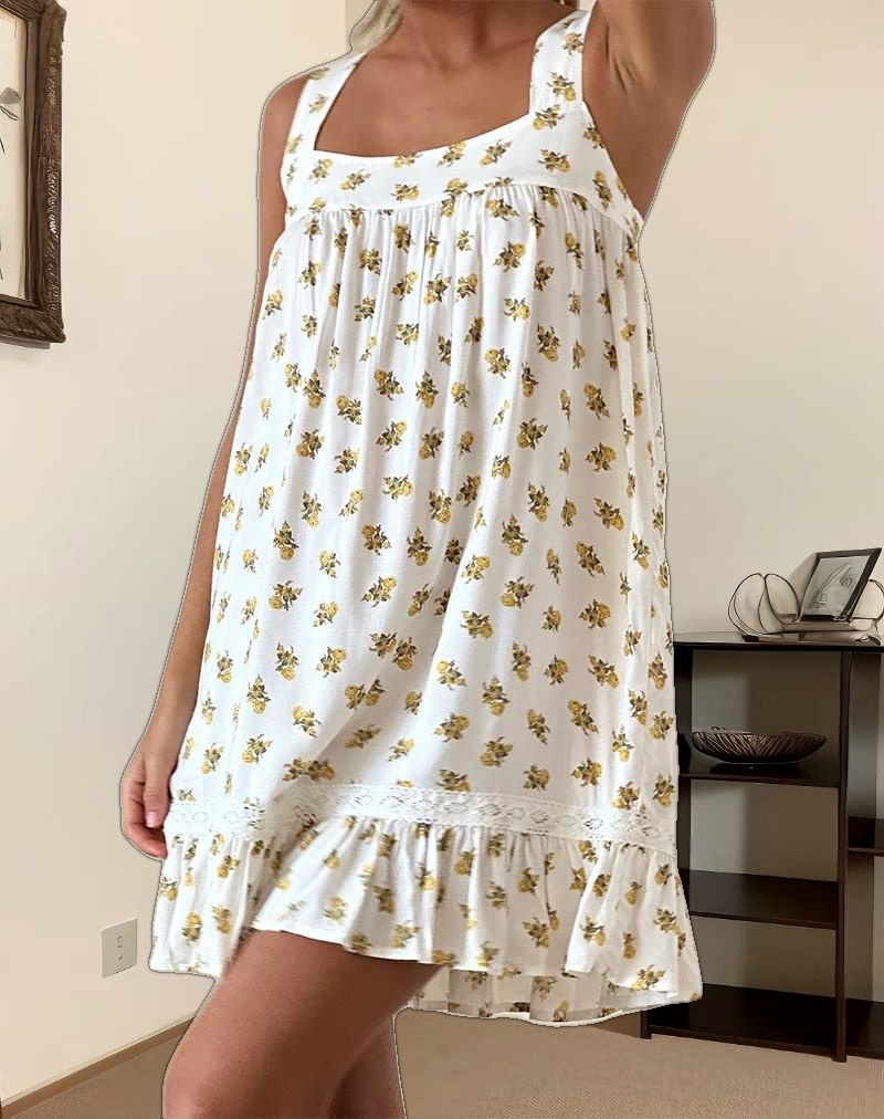 Karina Dress in Funshine Floral Off White