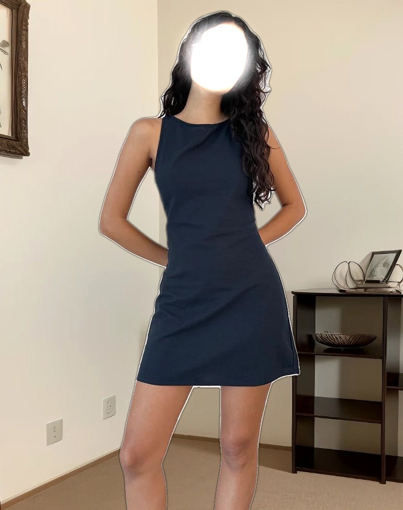 Sveta Sleeveless Mini Dress in Linen Tapshoe Black