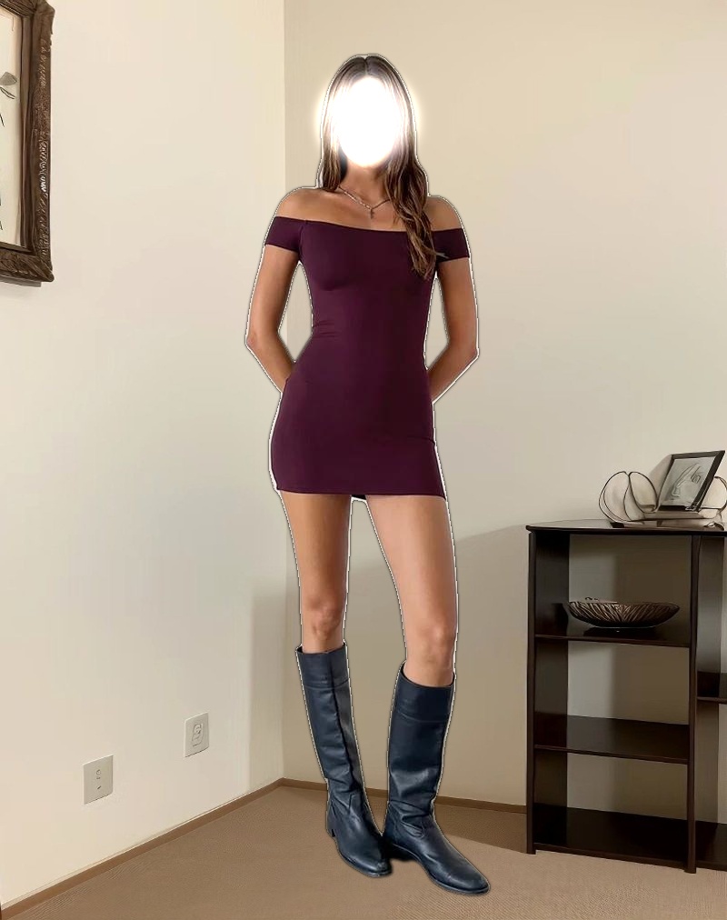 Ciya Mini Dress in Thick Rib Oxblood