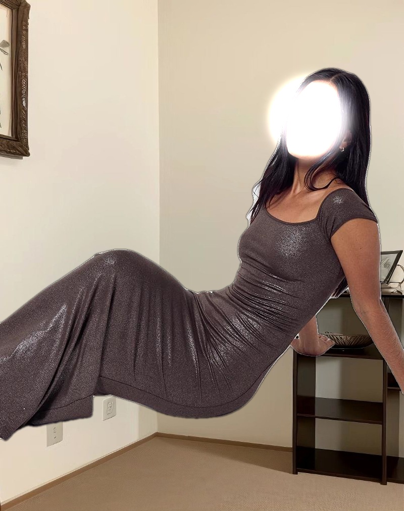 Jolita Maxi Dress in Brown Shimmer