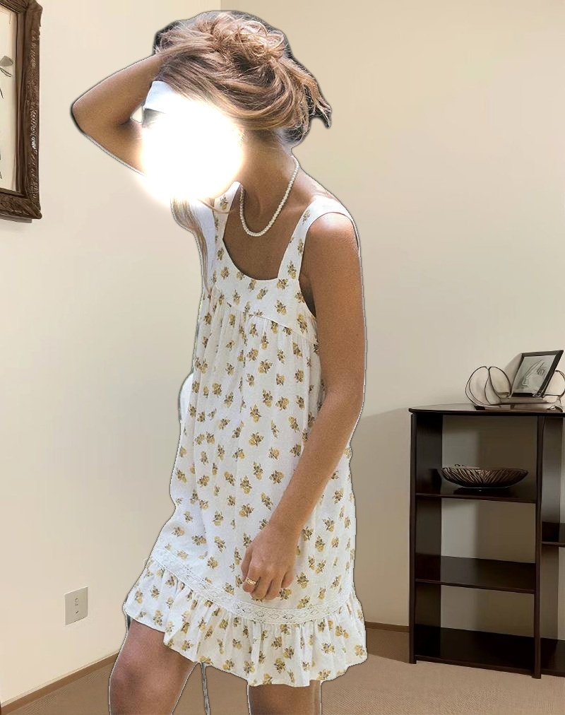 Karina Dress in Funshine Floral Off White