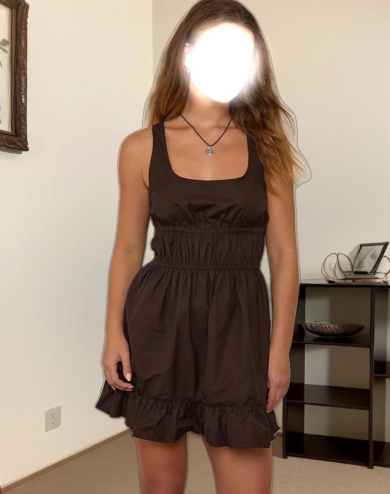 Shoyo Frill Mini Dress in Bitter Chocolate