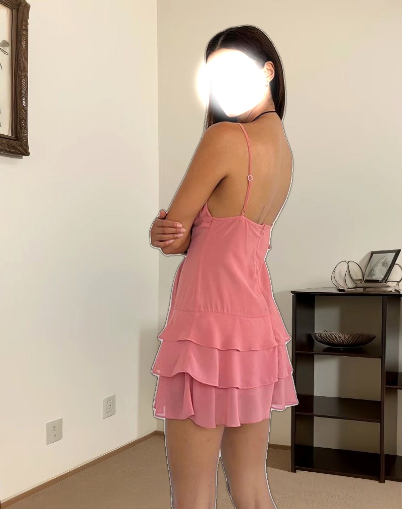 Riasi Mini Dress in Chiffon Blush