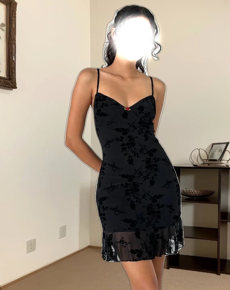 Micaya Mini Dress In Black Botanical Flower