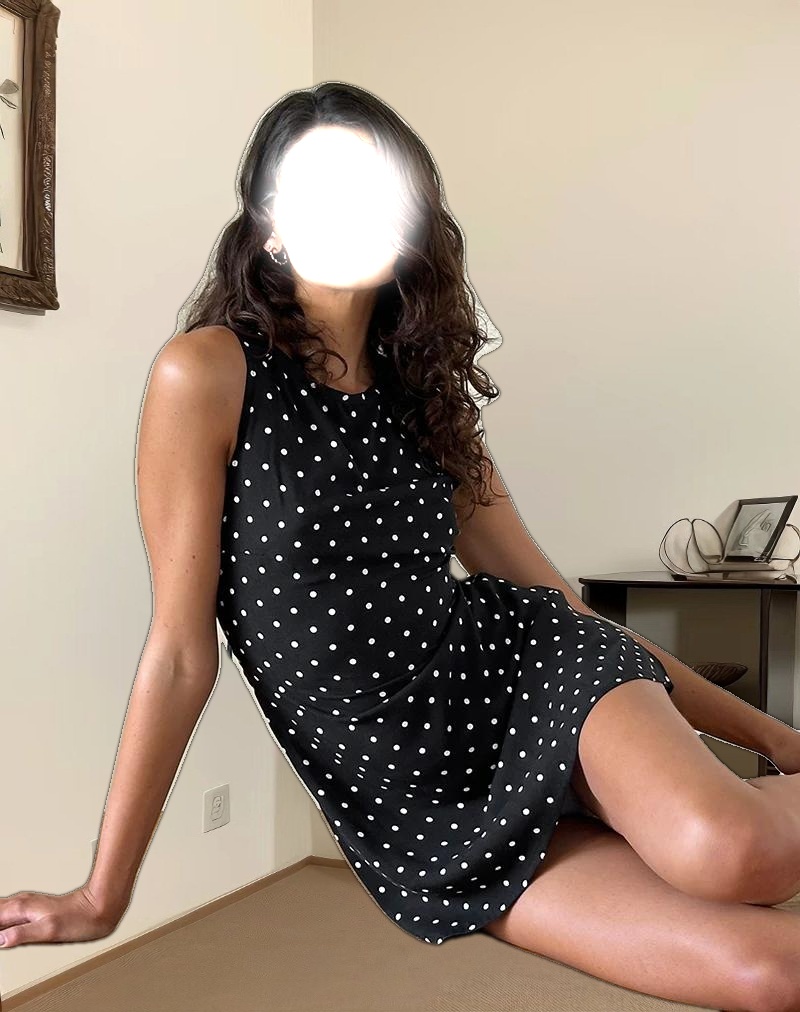 Ayana Backless Mini Dress in Polka Black