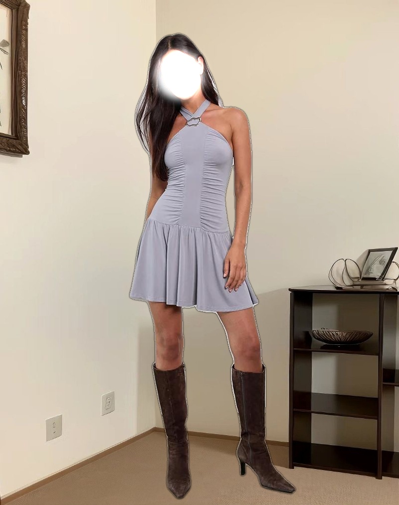 Belasar Mini Dress in Cupro Lilac Grey