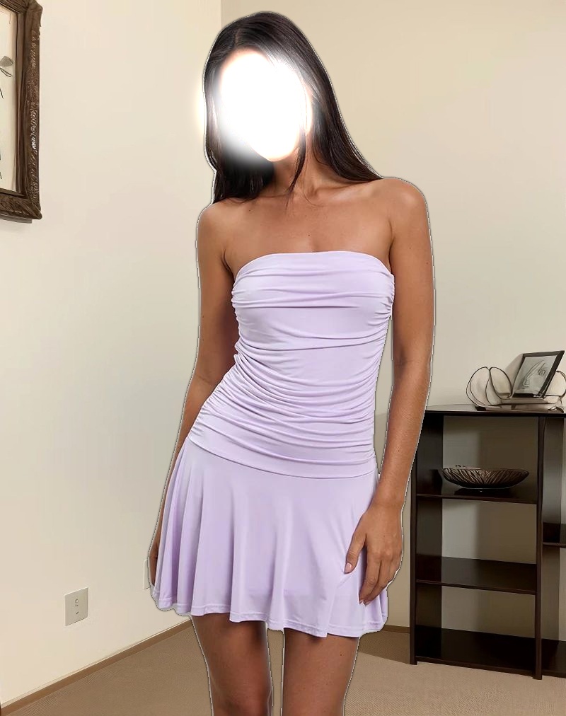 Yasmin Bandeau Mini Dress in Slinky Lilac