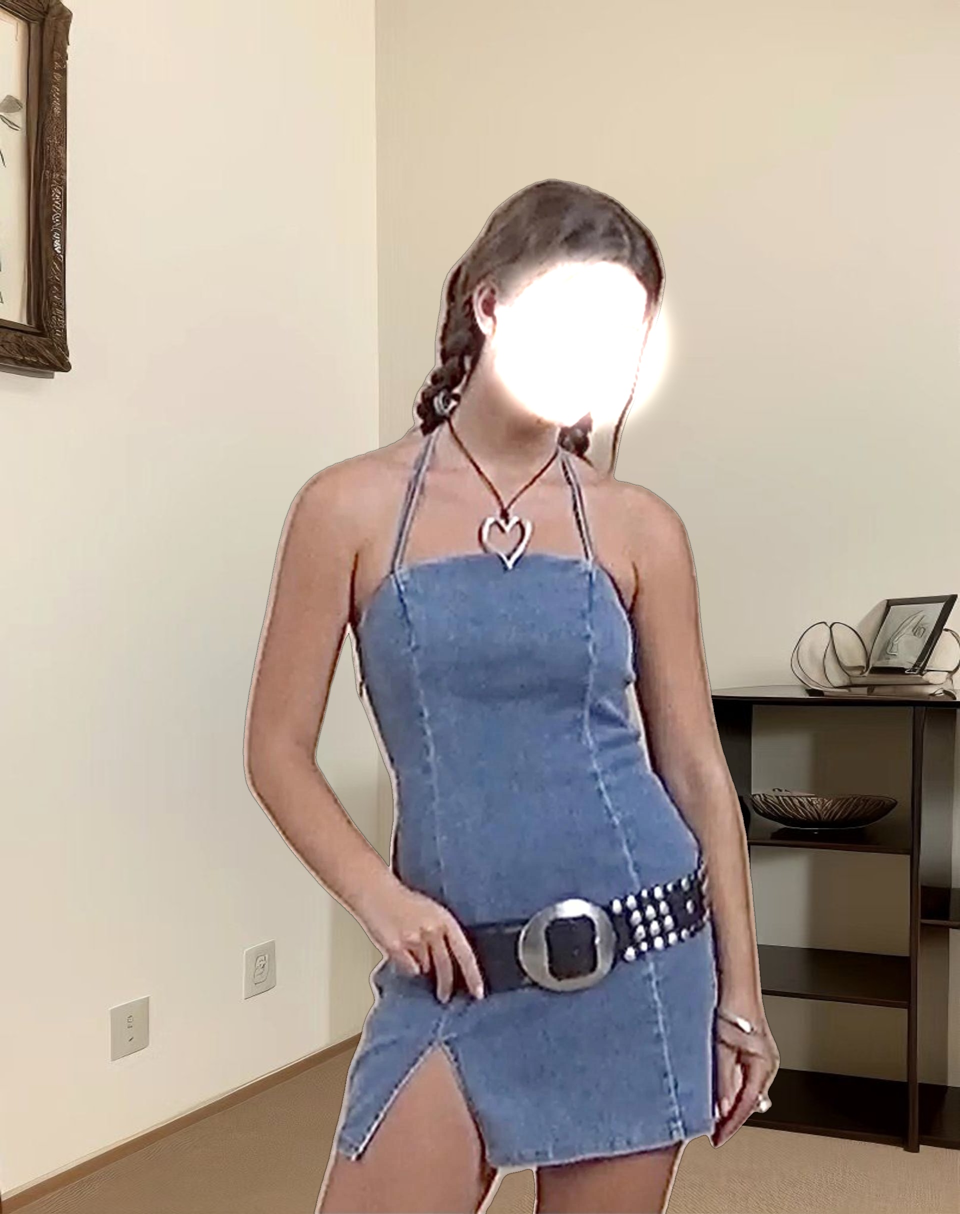 Laica Denim Mini Dress in Blue Wash