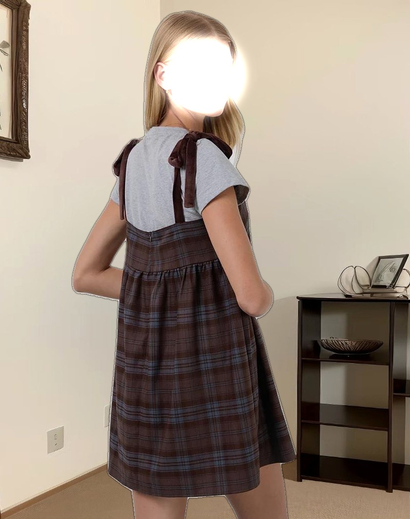 Mikayla Mini Dress in Burgundy and Blue Check