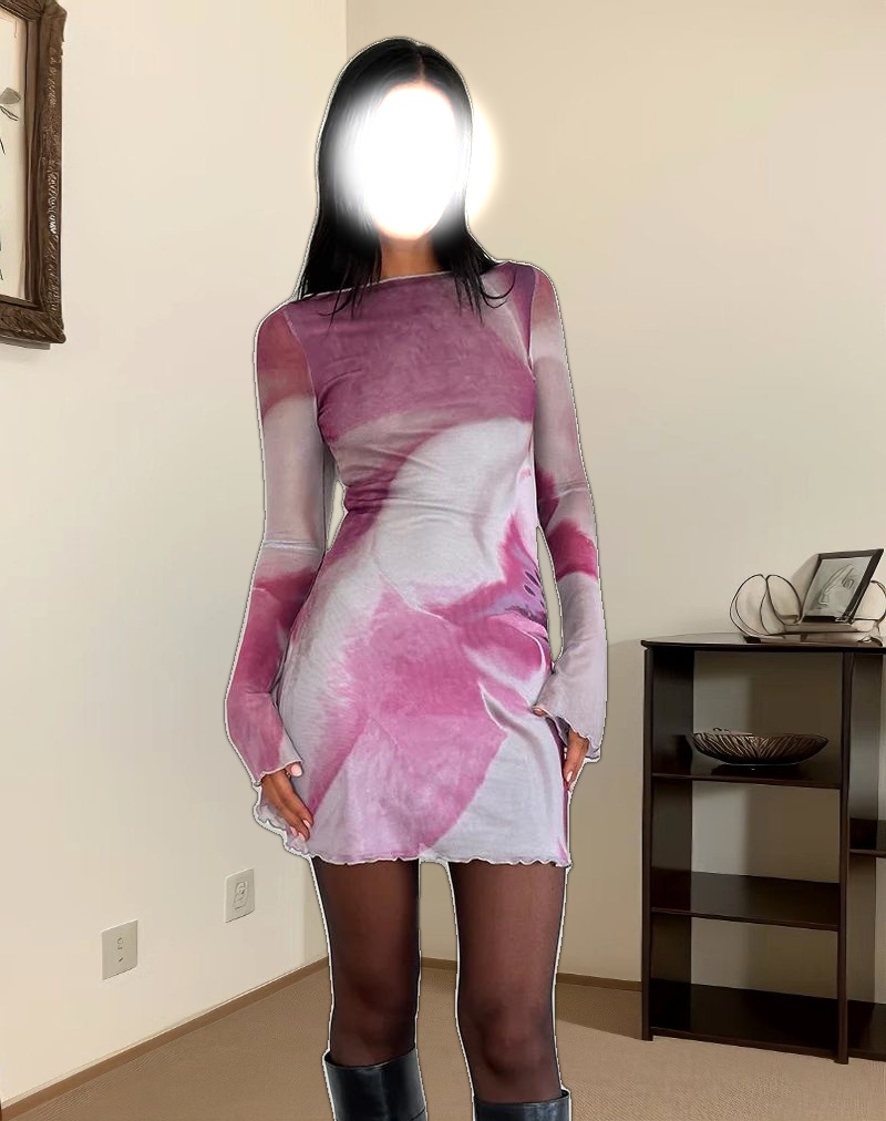 Sevila Mini Dress in Anatomy of Nature Pink