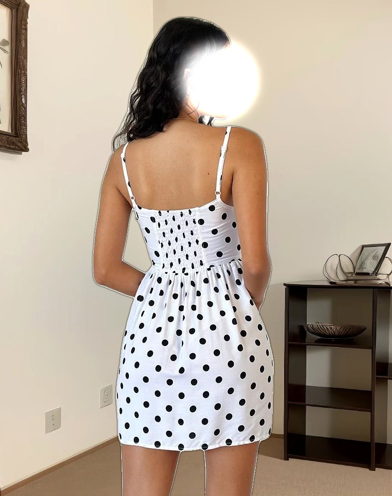 Ramana Mini Dress in 80s Polka White