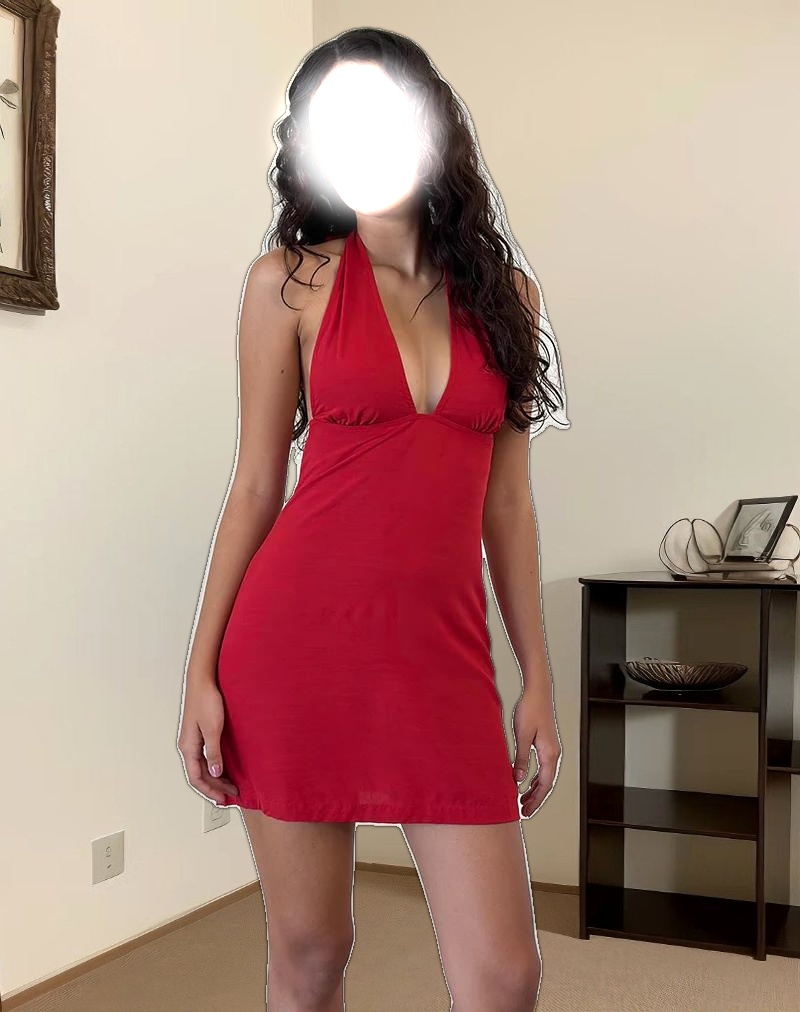 Leana Mini Dress in Private Slub Adrenaline Red