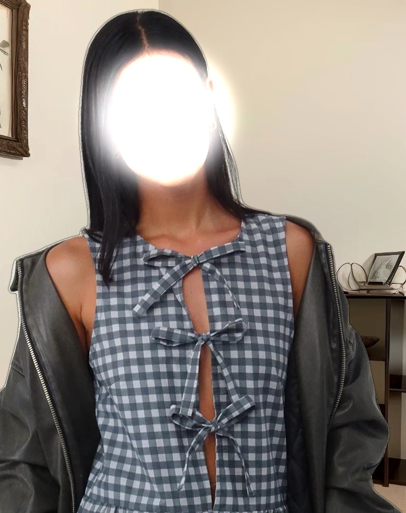 Prelith Midi Dress in Black Grey Tonal Gingham