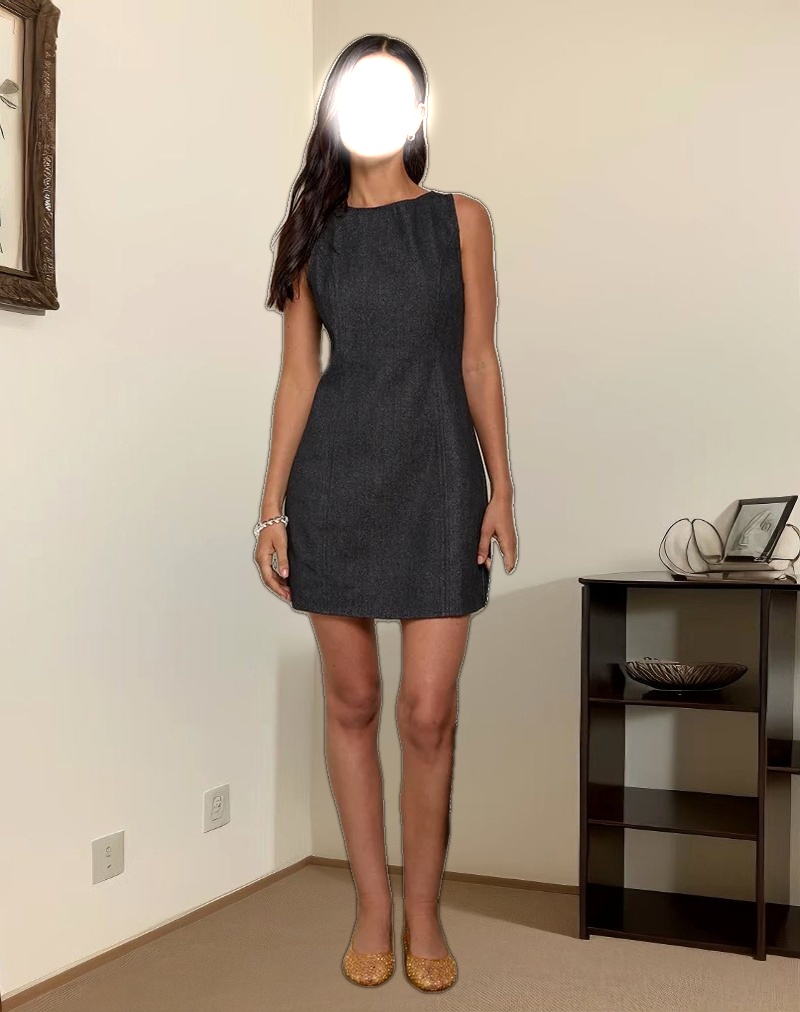 Ayana Backless Mini Dress in Chambray Dark Indigo