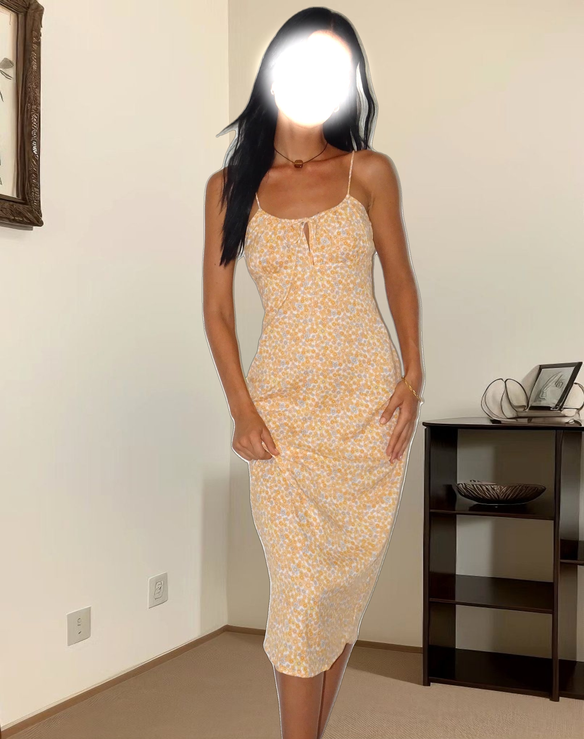 Cessilie Midi Dress in Flower Garden Yellow