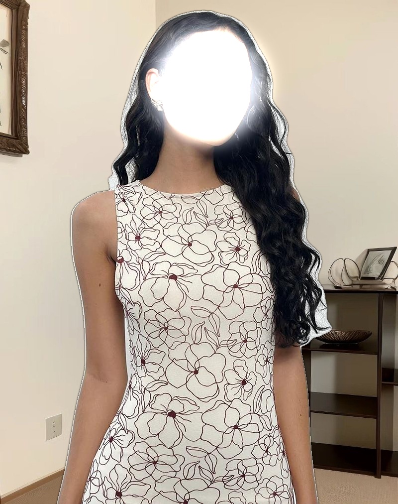 Hoover Maxi Dress in Line Flower Cream