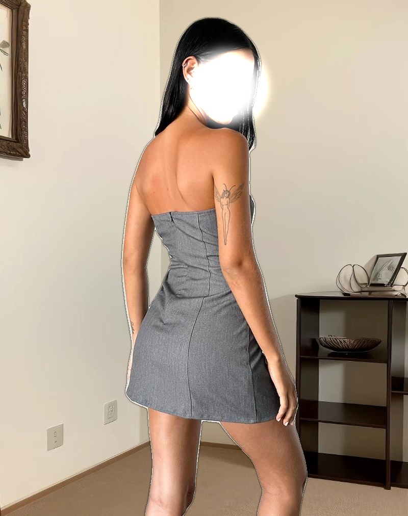 Magaska Bandeau Mini Dress in Tailoring Charcoal