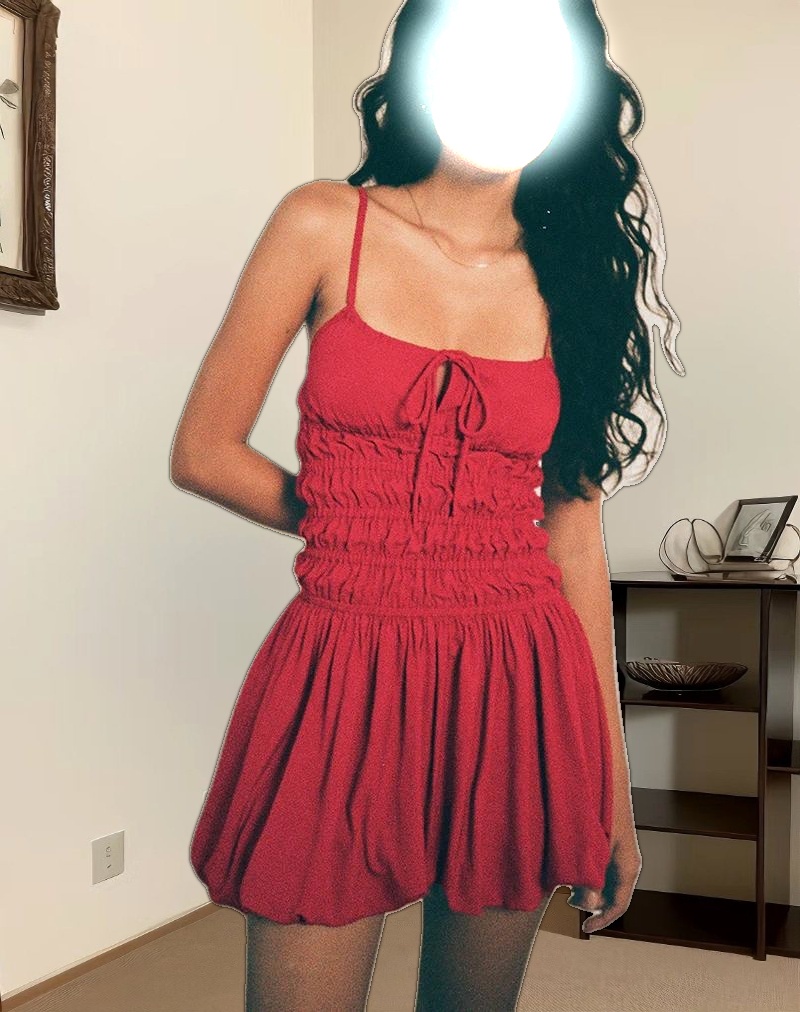 Rasmil Bubble Mini Dress in Adrenaline Red