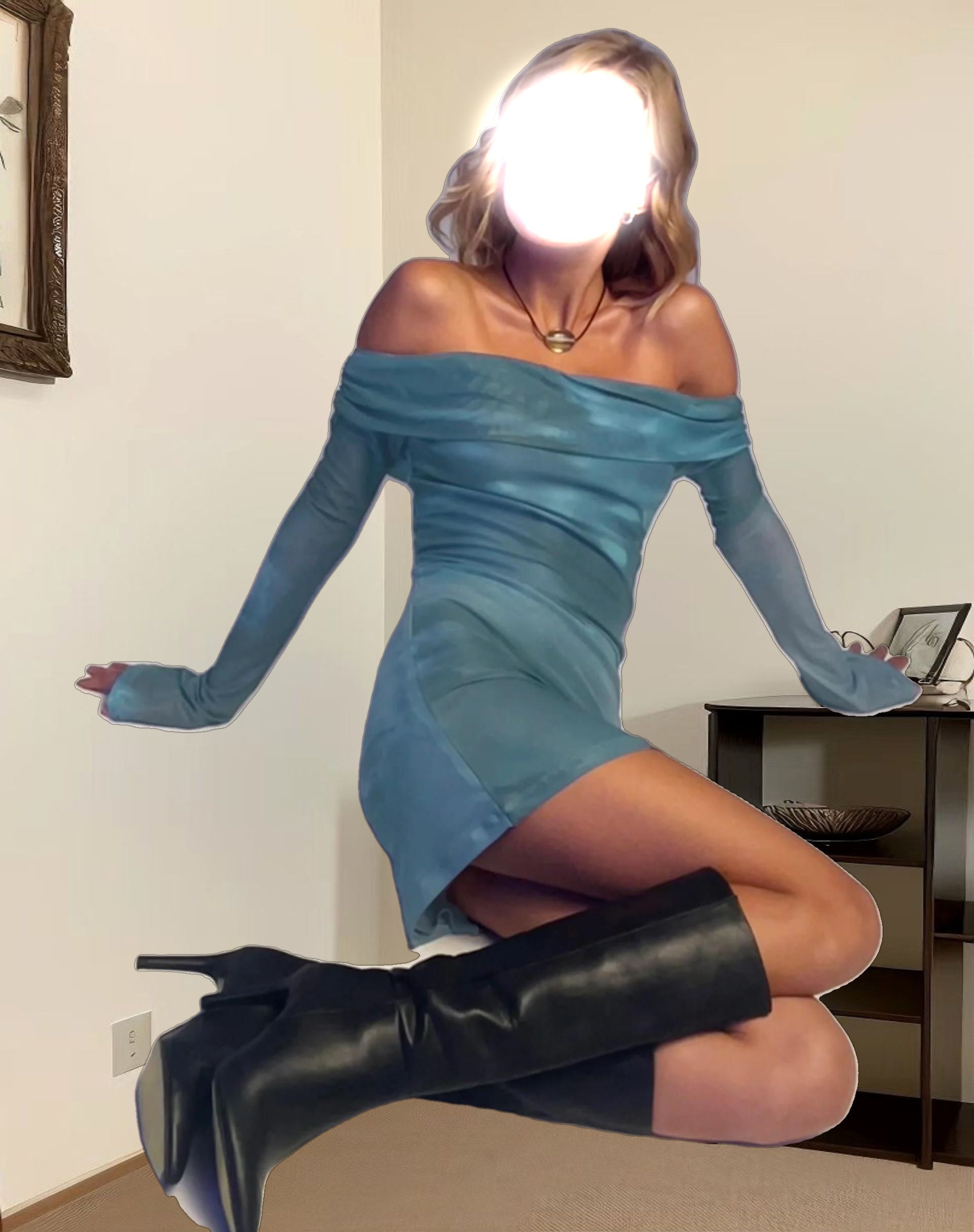 Sylviana Bardot Mini Dress in Lumen Floral Blue