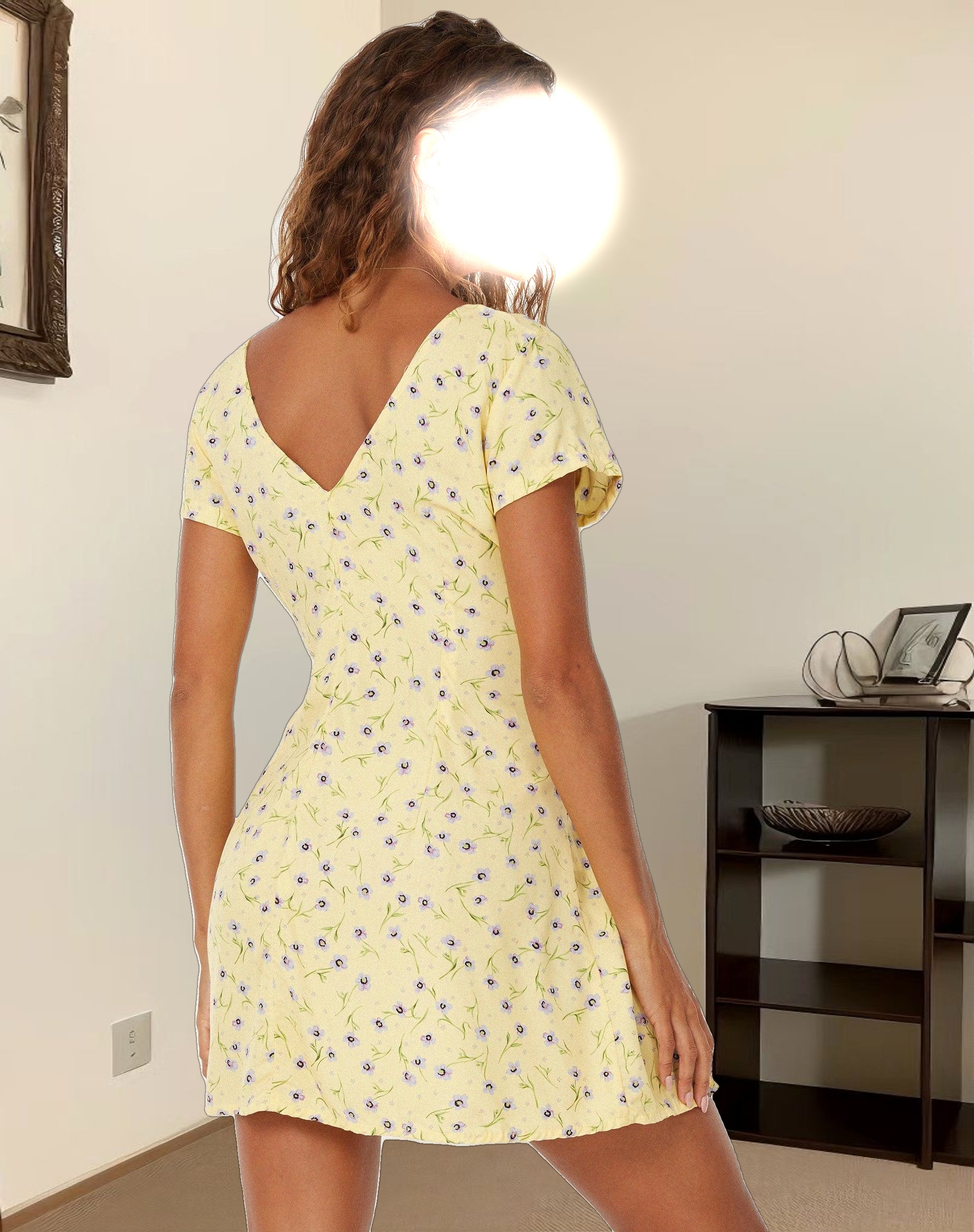 Calliope Mini Dress in Wild Flower Lemon Drop