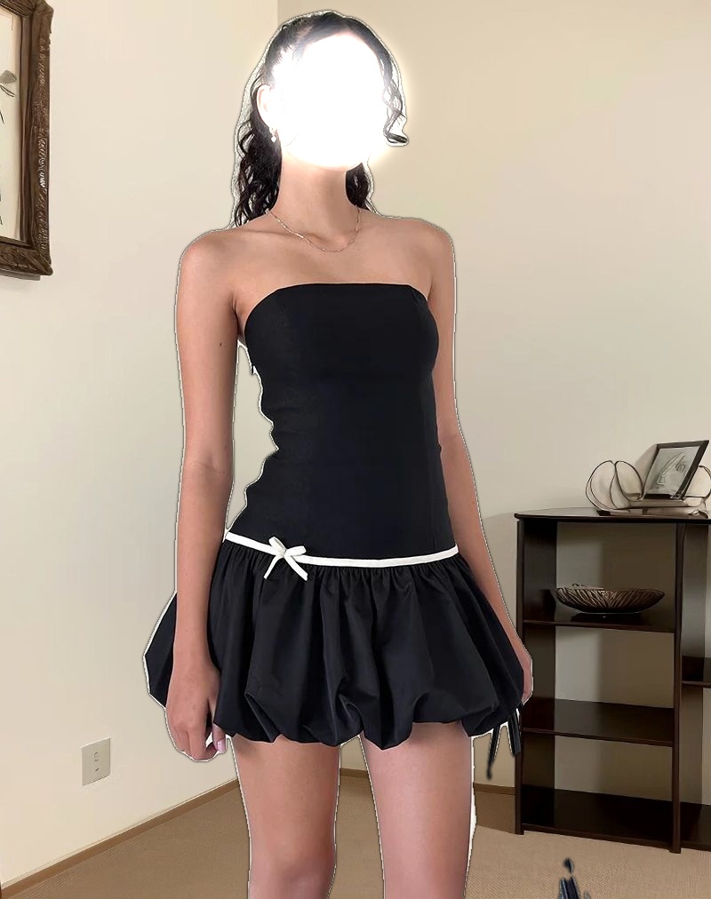 Klaita Puffball Mini Dress in Black