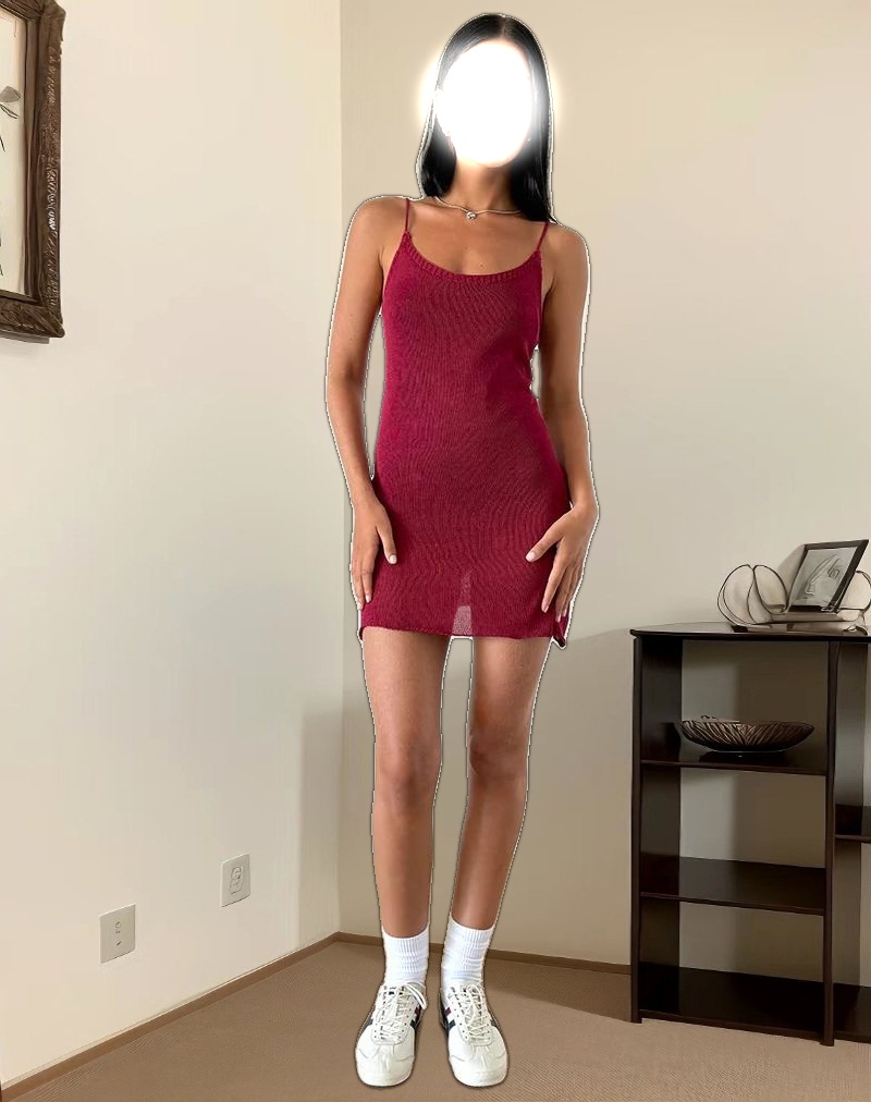 Chiara Mini Dress in Sheer Knit Red