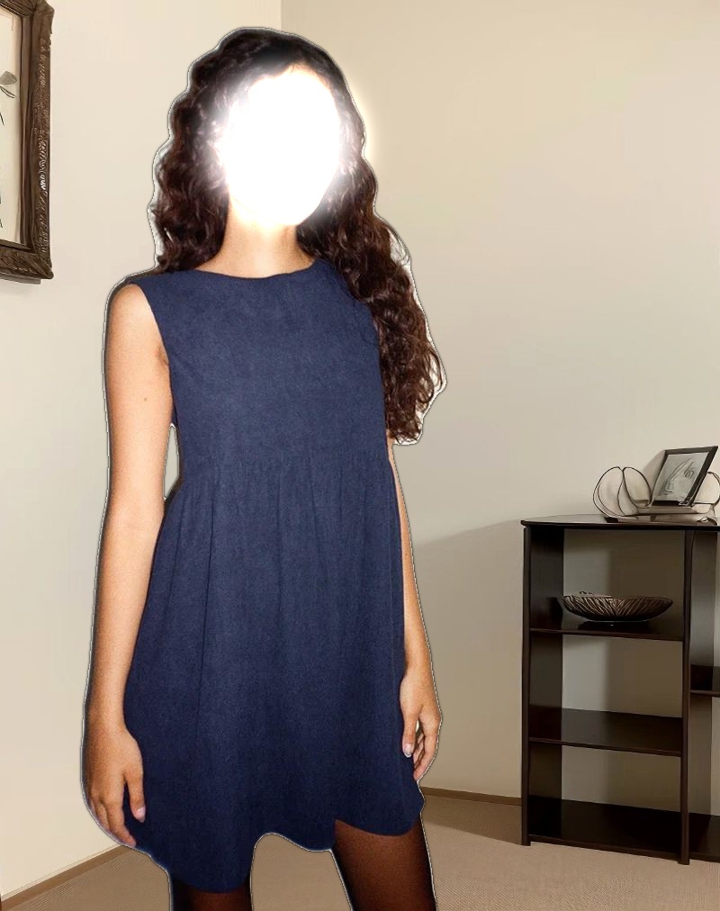 Sheba Mini Dress in Babycord Ink Blue