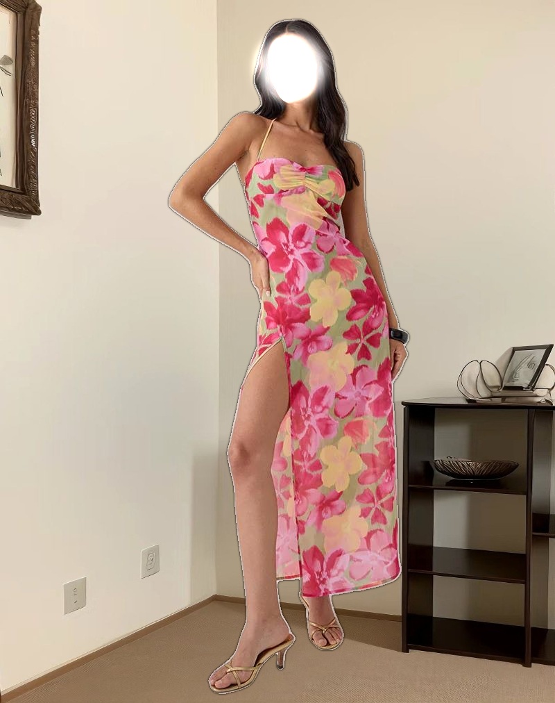 Fasha Maxi Dress in Bold Multi Colour Floral