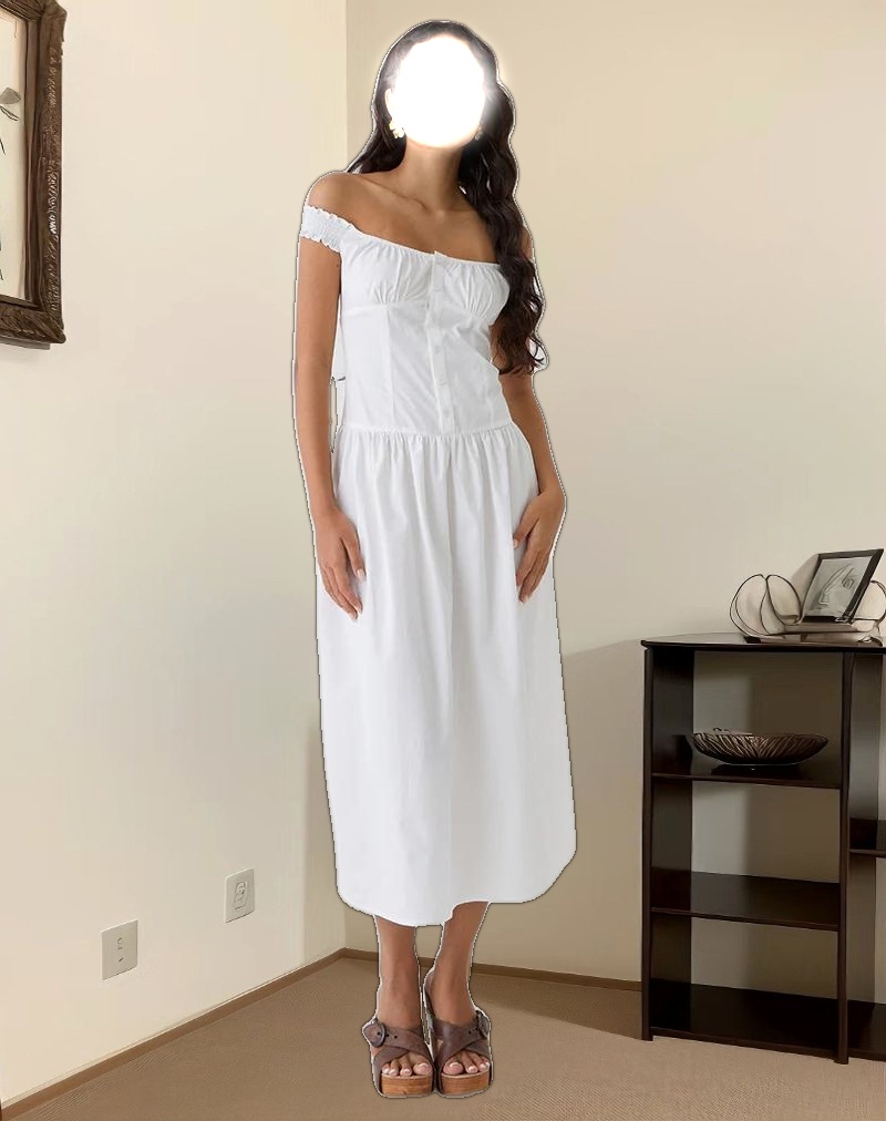 Tamashi Off the Shoulder Maxi Dress in White