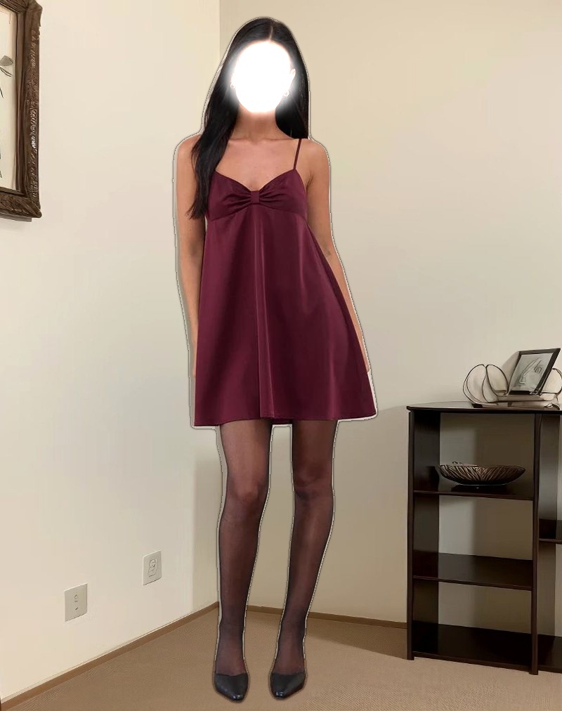 Rafaila Mini Slip Dress in Satin Burgundy