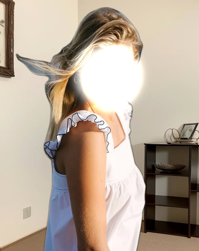 Sanaly Mini Dress in White with Navy Babylock