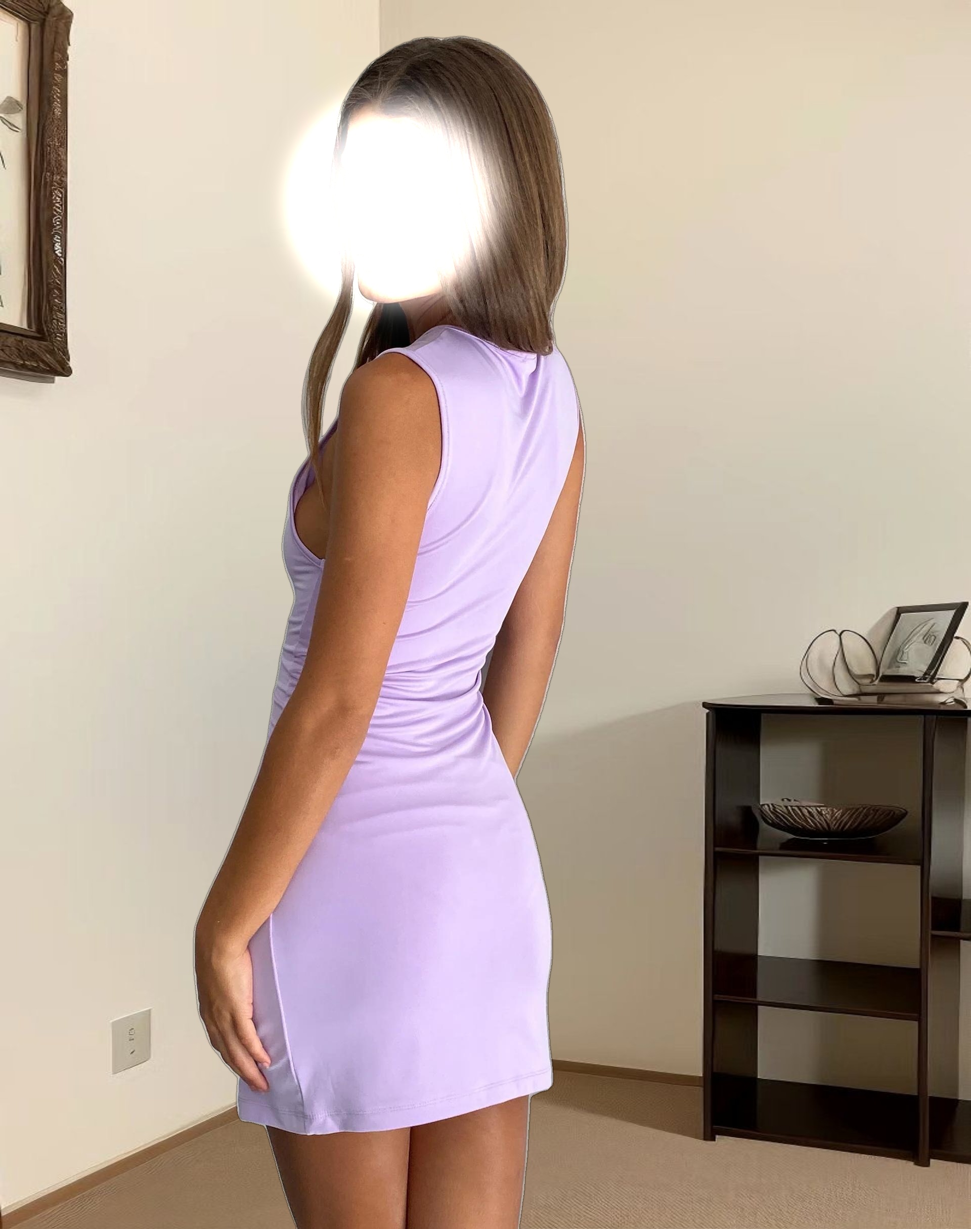 Gleny Racer Neck Bodycon Mini Dress in Slinky Lilac