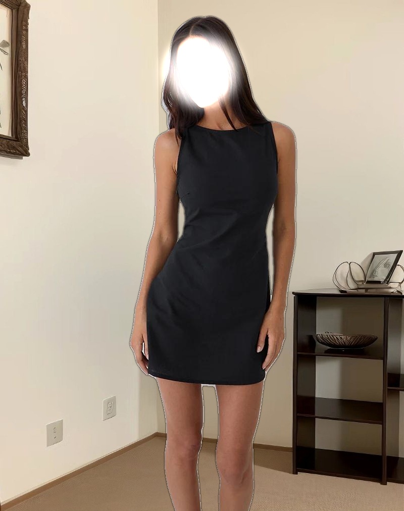 Ayana Backless Mini Dress in Black