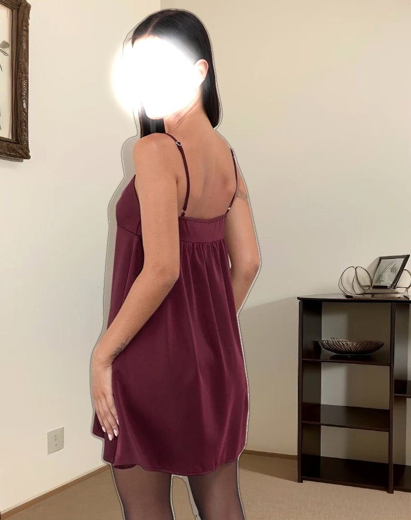 Rafaila Mini Slip Dress in Satin Burgundy